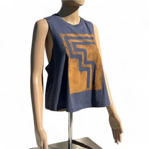 Tank Top in Navy w Ochre