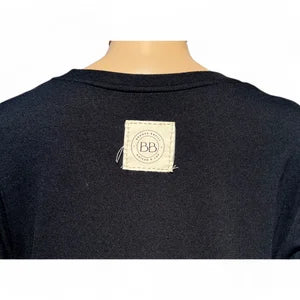 Womens T-Shirt in Black w Grey Print sz L