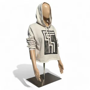 Crop Hoodie in Sand Dust with Black