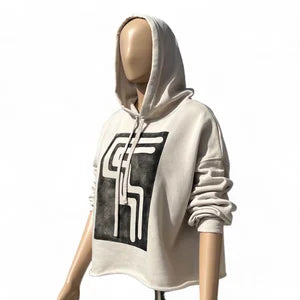 Crop Hoodie in Sand Dust with Black