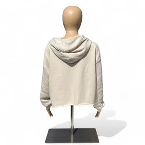 Crop Hoodie in Sand Dust with Black
