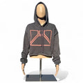 Crop Hoodie in Grey w Rose Pink sz M