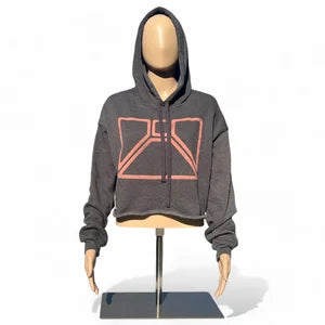 Crop Hoodie in Grey w Rose Pink sz M