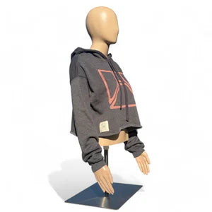 Crop Hoodie in Grey w Rose Pink sz M