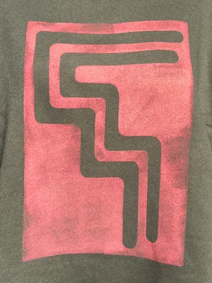 Crop Hoodie in Army w Flicker Pink Print sz M