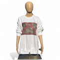 Unisex Crewneck Sweatshirt in White w Magenta sz L