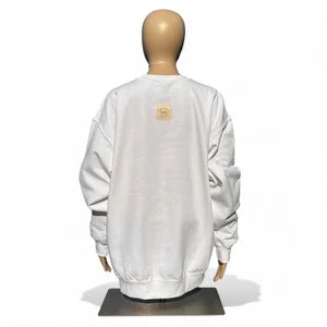 Unisex Crewneck Sweatshirt in White w Magenta sz L
