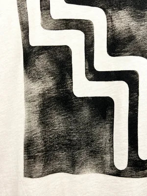 Mens T-Shirt in White w Black Print
