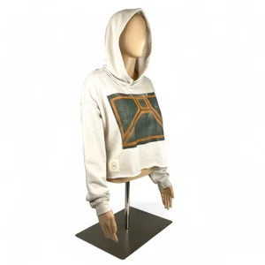 Crop Hoodie in Sand Dust w Neon Orange