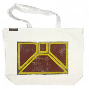 Tote in White w Maroon & Yellow Print (Copy)
