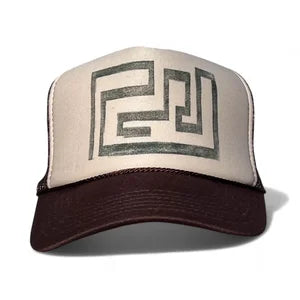 Trucker Hat in Brown w Forrest Green