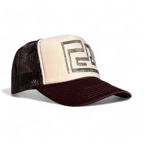 Trucker Hat in Brown w Forrest Green