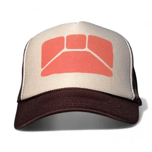 Trucker Hat Brown, Cream w Coral
