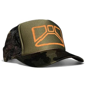 Trucker Hat Camo Green w Tangerine