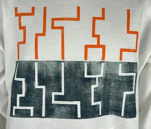 Unisex Hoodie in White with Forrest & Electric Orange Print szL