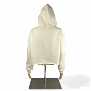 Crop Hoodie in Ivory with Orange & Mud Print szM