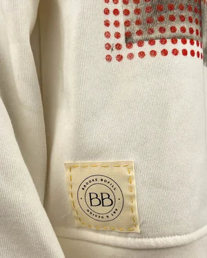 Women's Hoodie in Ivory with Mud & Burnt Orange Print szL