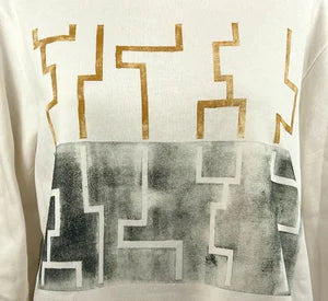 Womens Hoodie in Ivory w Golden Mustard & Faded Forrest szL
