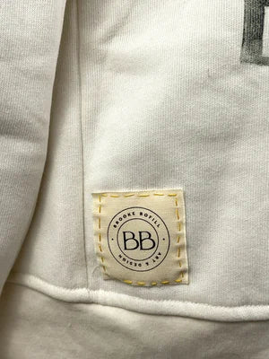 Womens Hoodie in Ivory w Golden Mustard & Faded Forrest szL