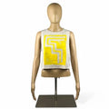 Crop Tank in Light Grey w Electric Yellow szS