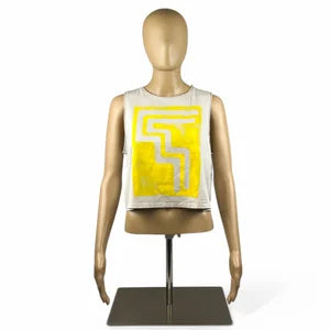 Crop Tank in Light Grey w Electric Yellow szS