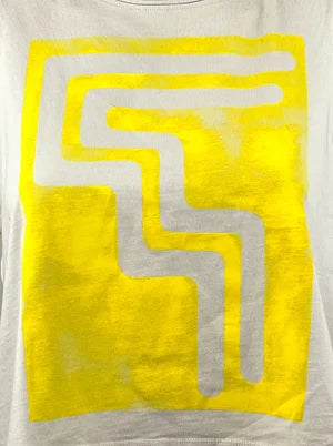 Crop Tank in Light Grey w Electric Yellow szS