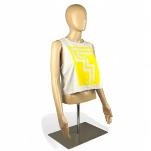 Crop Tank in Light Grey w Electric Yellow szS