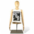 Tank Top in Crisp White w Black szM