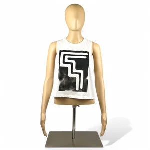 Tank Top in Crisp White w Black szM