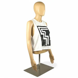 Tank Top in Crisp White w Black szM