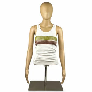 Ribbed Racerback in White w Maroon & Moss Green