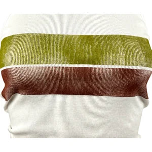 Ribbed Racerback in White w Maroon & Moss Green