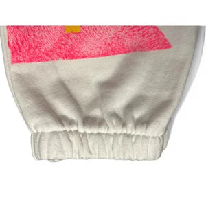 Super Soft Off White Joggers w Neon Pink and Yellow Print