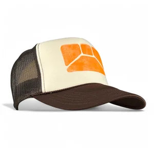 Trucker Hat Brown, Cream & Bright Orange