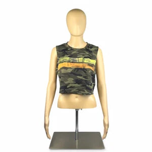 Tank Top in Camo w Neon Yellow & Tangerine szM