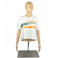 Crop T-Shirt in White w Tangerine & Forrest szM