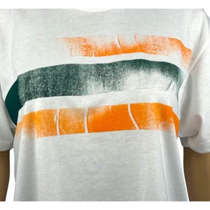 Crop T-Shirt in White w Tangerine & Forrest szM