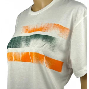 Crop T-Shirt in White w Tangerine & Forrest szM