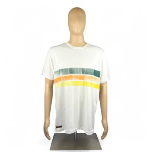 Mens T-Shirt in White, Tangerine, Neon Yellow & Forrest szL