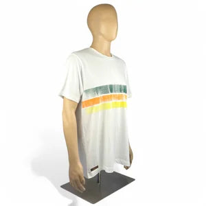 Mens T-Shirt in White, Tangerine, Neon Yellow & Forrest szL