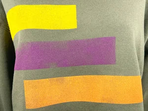 Crop Hoodie in Army w Yellow, Grape & Tangerine Orange szM