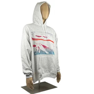 Unisex Hoodie in Grey w Multi Color Print SzXL