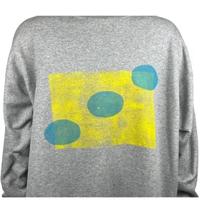 Unisex Crewneck Sweatshirt in Light Heather Grey w Planet Print szXL