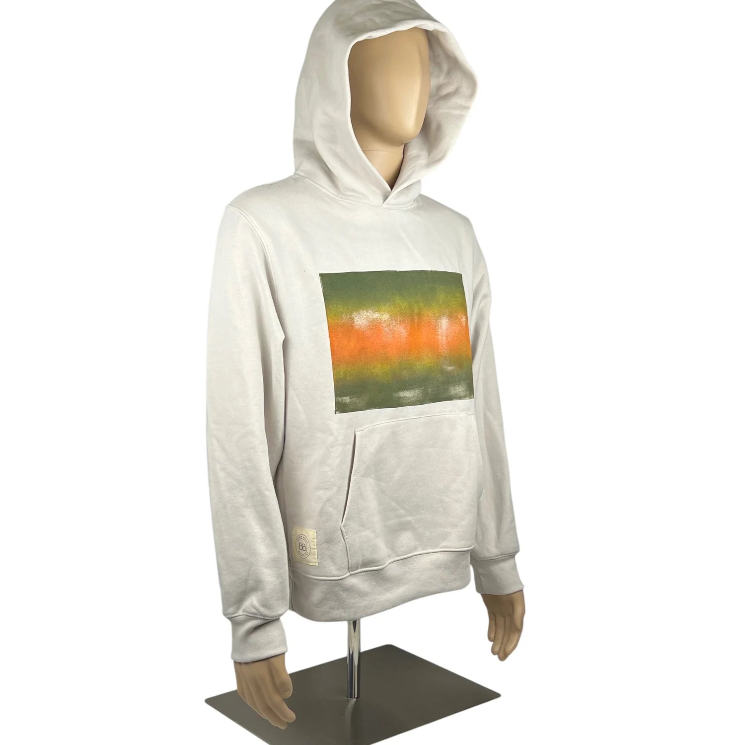 Unisex Sand Colored Hoodie in Balayage Print.  Sz S