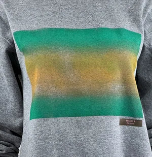 Unisex Crewneck Sweatshirt in Dark Heather Grey w Green Print Size S