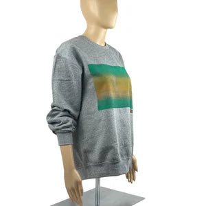 Unisex Crewneck Sweatshirt in Dark Heather Grey w Green Print Size S