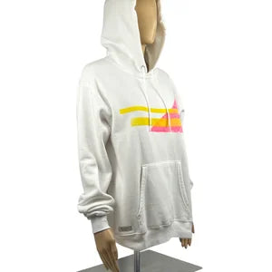 Unisex Hoodie in White with Miami Vice Print sz S