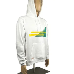 Unisex Hoodie in White with Miami Vice Print SzL